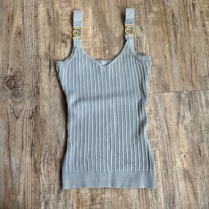 Guess Knit Tank Top Women's S Blue Gold Vintage Y2K
